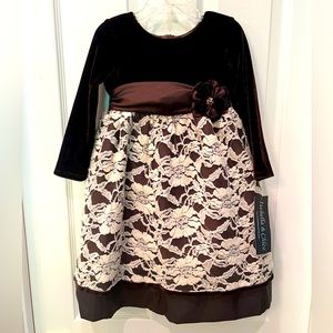NEW Isabella and Chloe 3T Toddler Dress Chocolate Brown & Cream Nordstroms